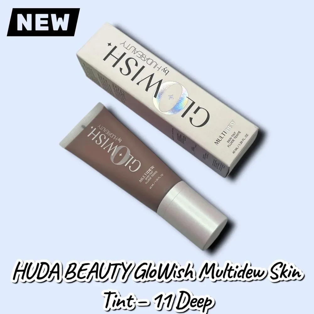 New NIB HUDA BEAUTY GloWish Multidew Skin Tint – Shade 11 Deep – 40ml